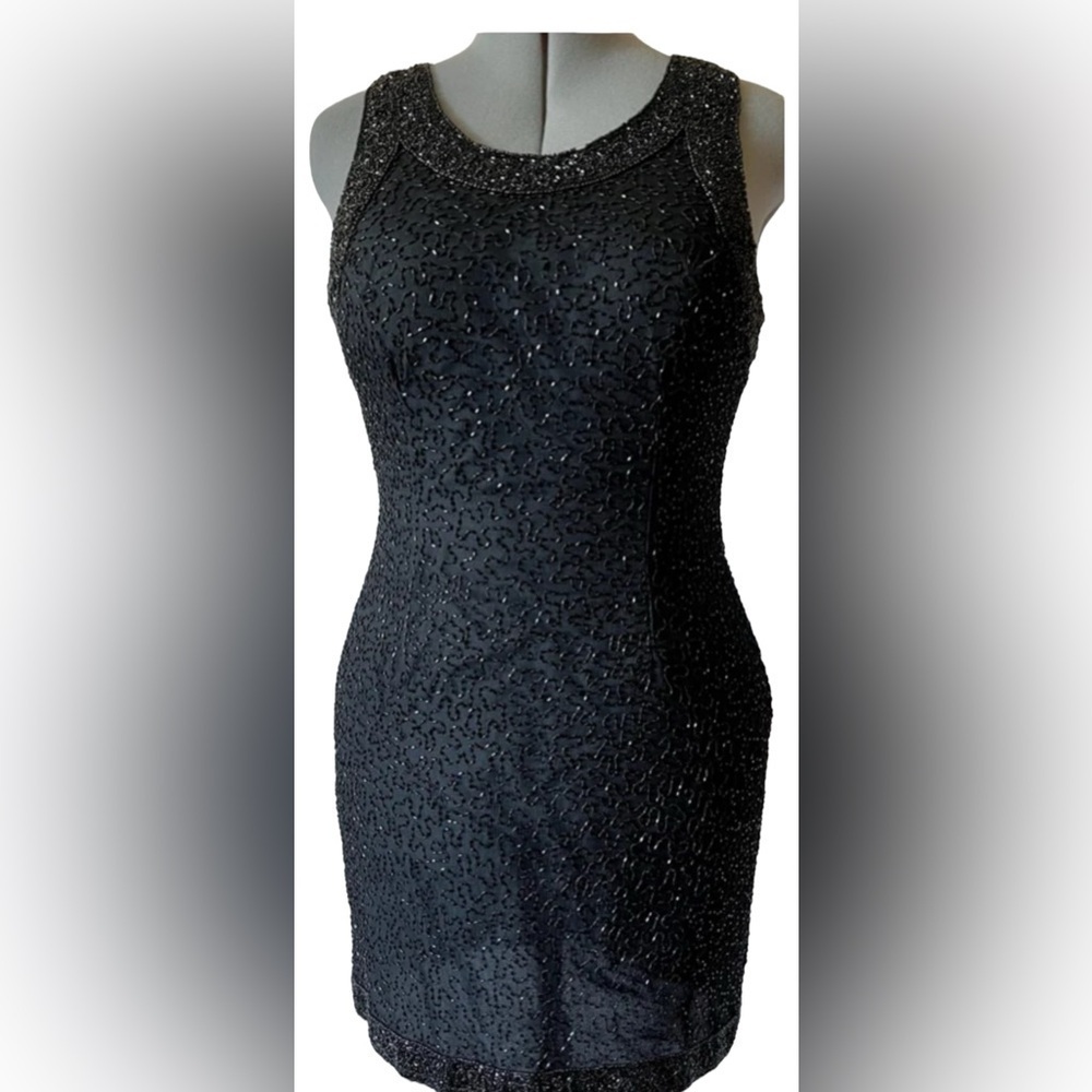 Vintage 80’s Lawrence Kazar Beaded Silk Dress